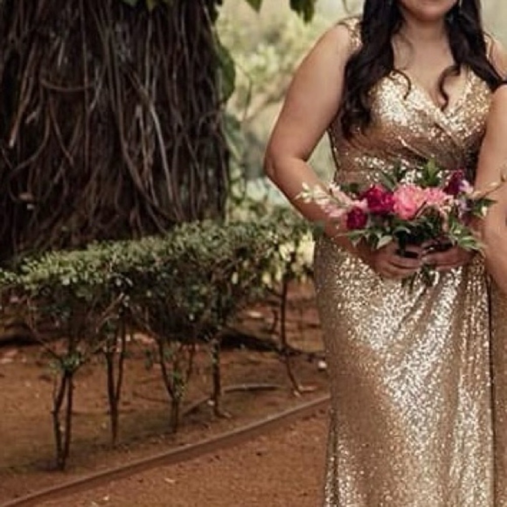 Revelry Blair sequin dress in gold, size 10.